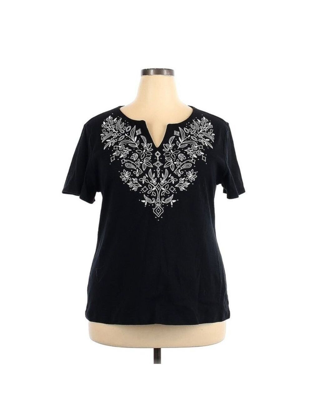Karen Scott embellished embroidered top blouse shirt XXL - Picture 1 of 2